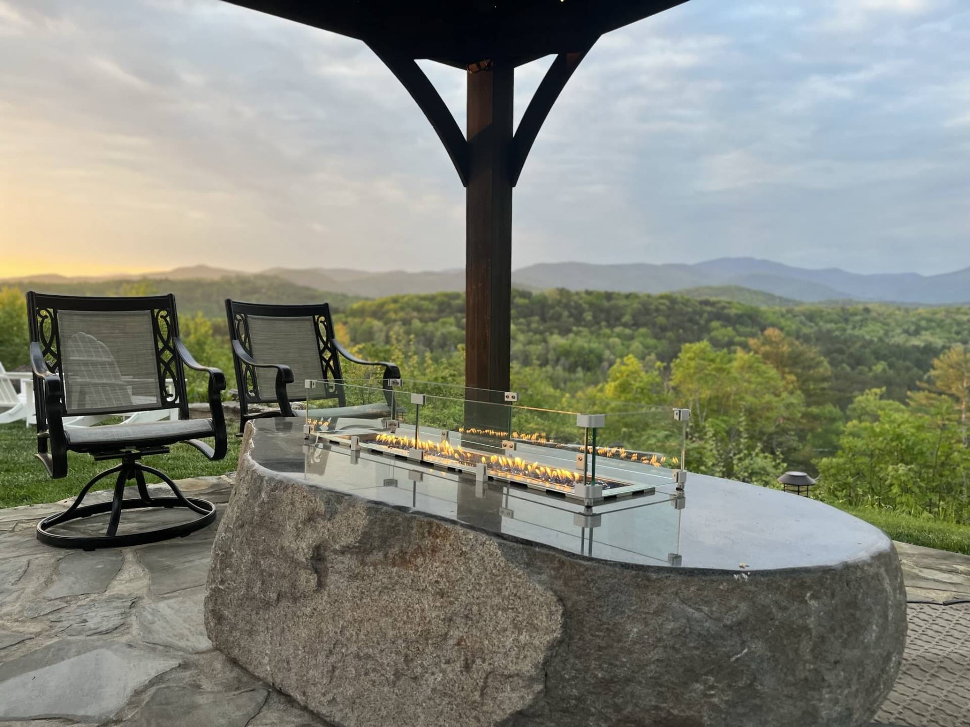 New Stone Age Firepit Overlooking Blue Ridge Mountains